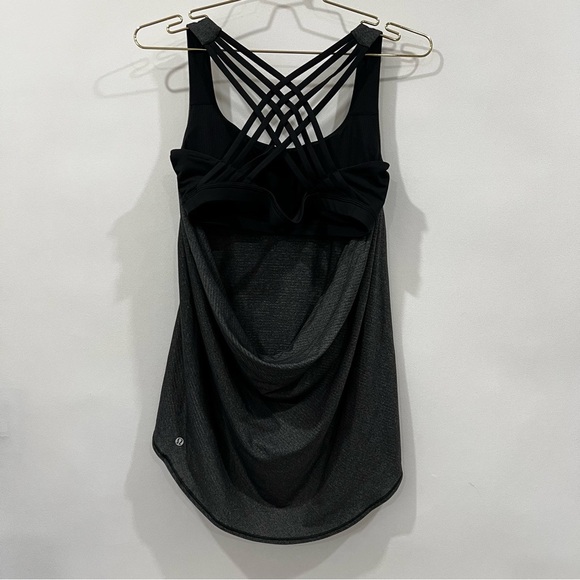 Lululemon Wild Tank Size 8 Heathered Black Strappy Back Sports Bra - Picture 4 of 16